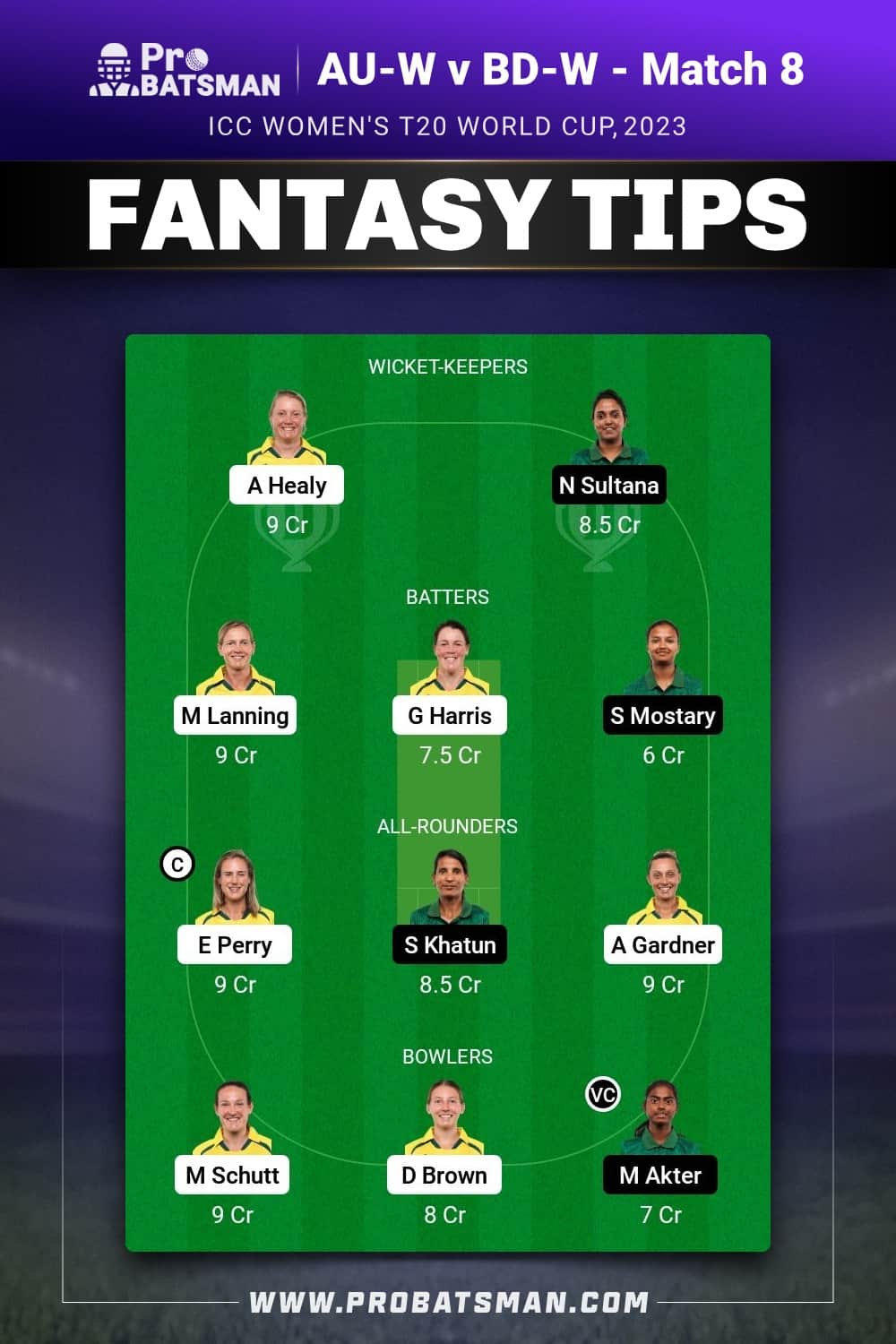 AU-W vs BD-W Dream11 Prediction - Fantasy Team 2 AU-W vs BD-W Dream11 Prediction - Fantasy Team 2