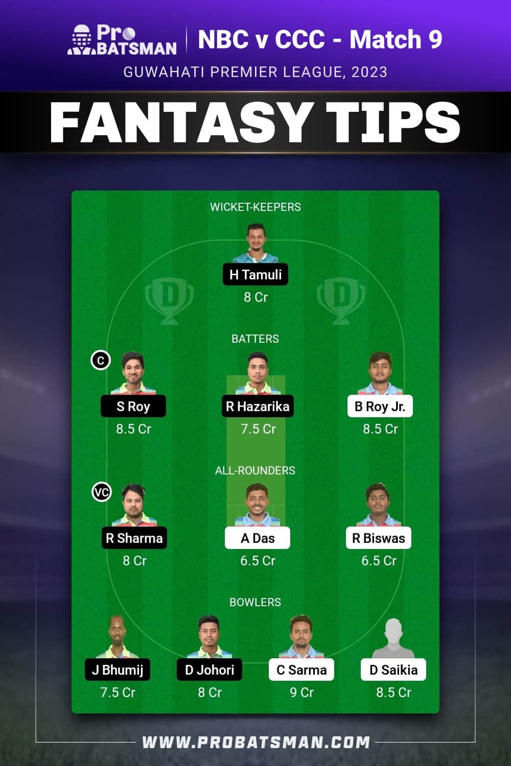 NBC vs CCC Dream11 Prediction - Fantasy Team 1