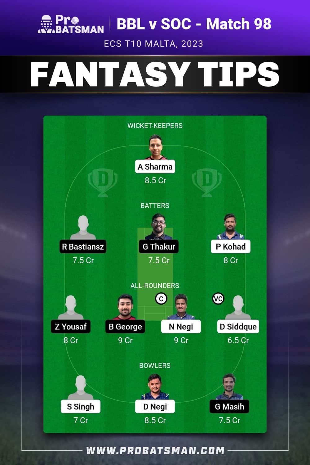 BBL vs SOC Dream11 Prediction - Fantasy Team 2