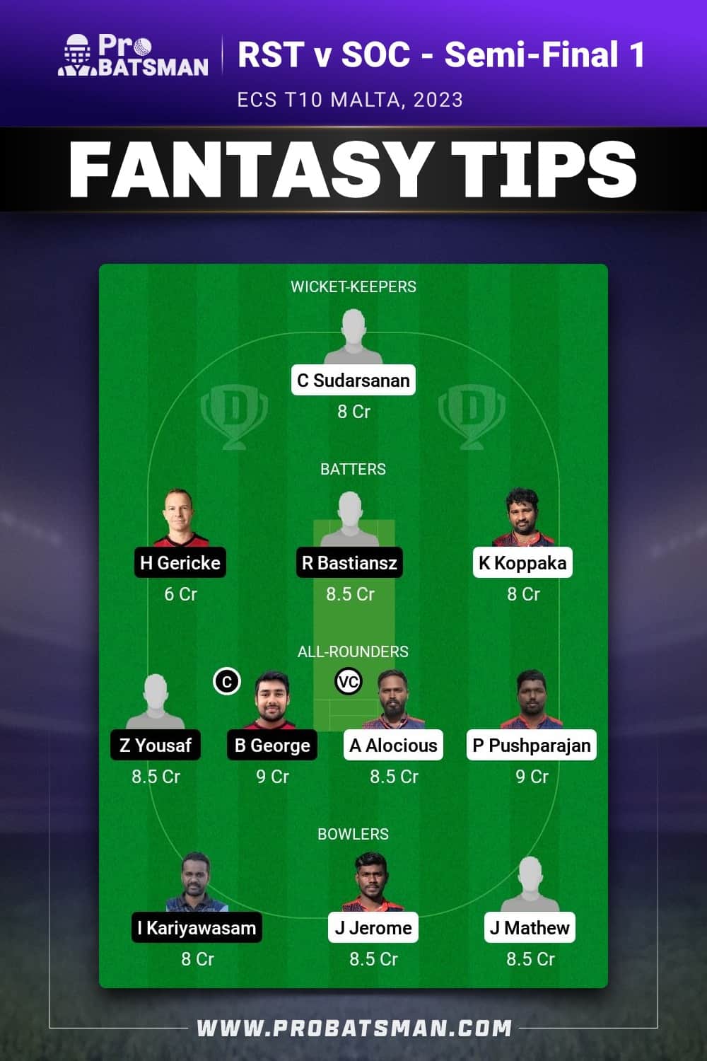 RST vs SOC Dream11 Prediction - Fantasy Team 2