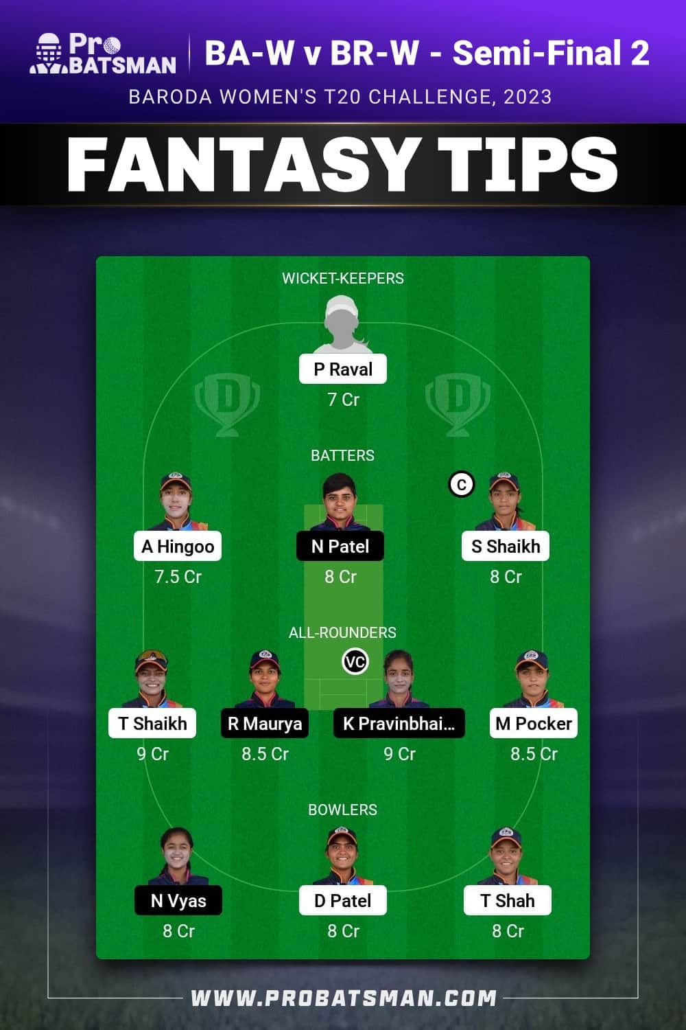 BA-W vs BR-W Dream11 Prediction - Fantasy Team 2