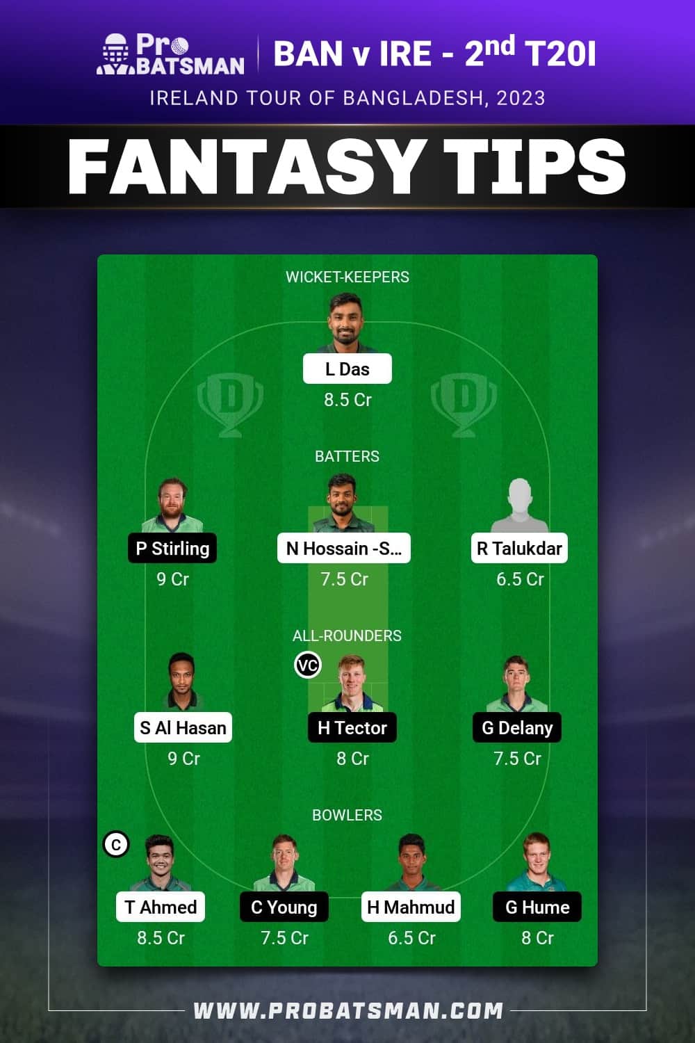 BAN vs IRE Dream11 Prediction - Fantasy Team 2