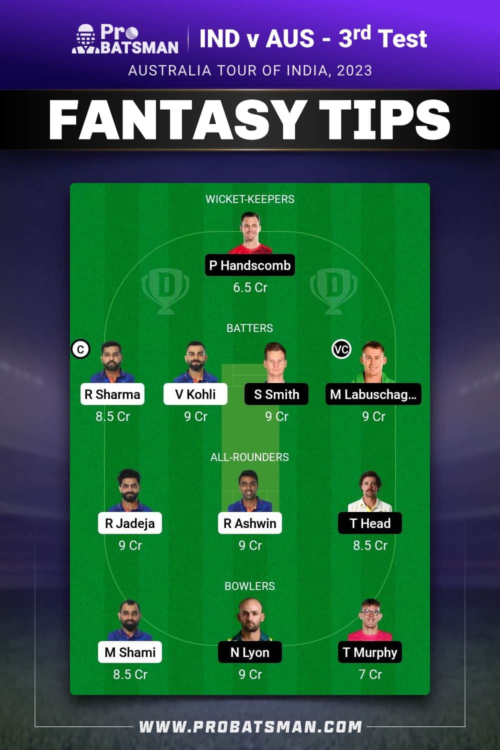 IND vs AUS Dream11 Prediction - Fantasy Team 2