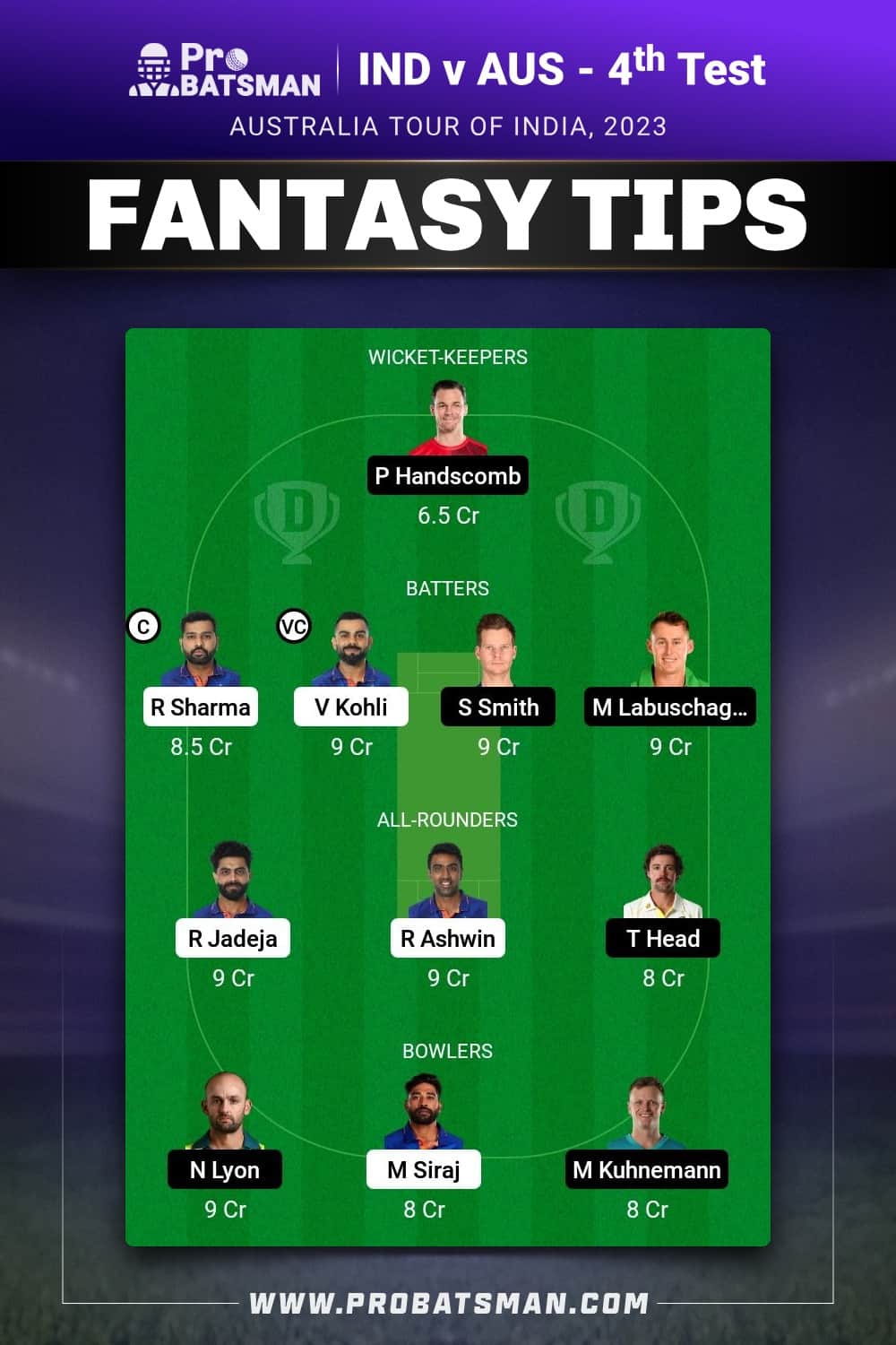 IND vs AUS Dream11 Prediction - Fantasy Team 2