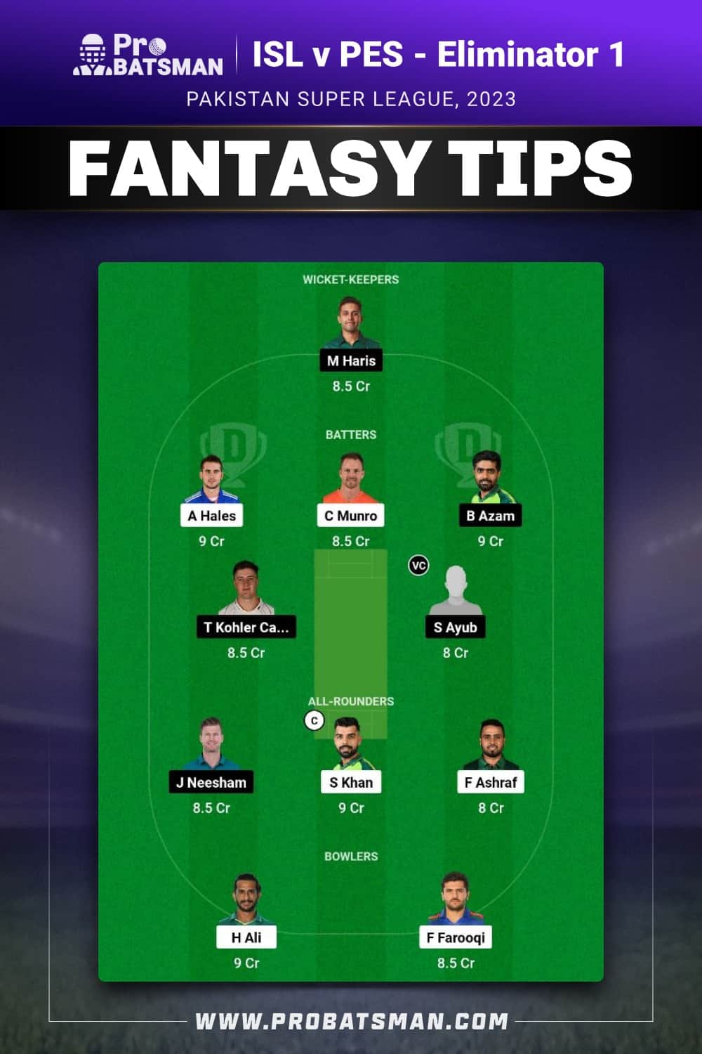 ISL vs PES Dream11 Prediction - Fantasy Team 2