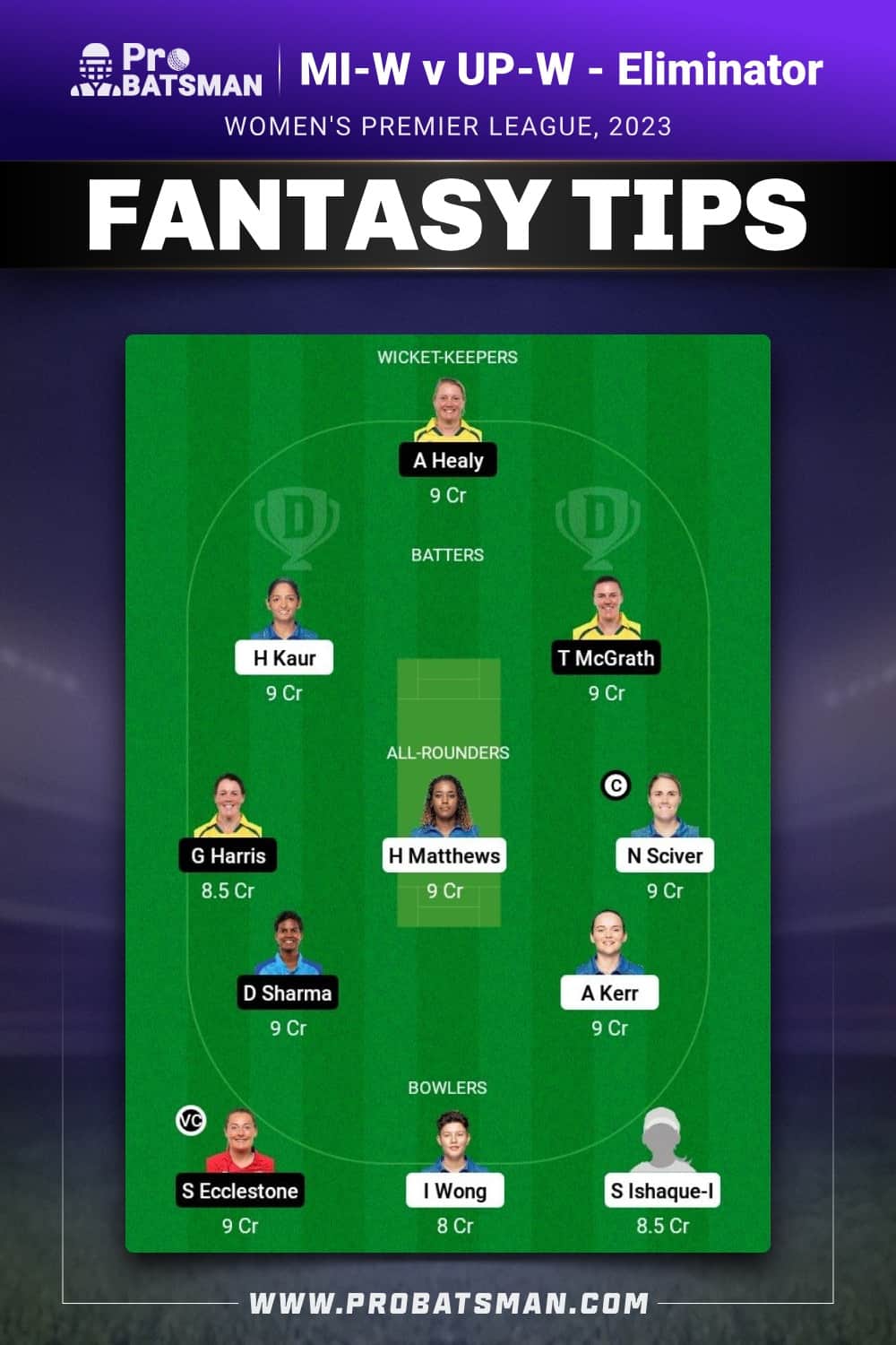 MI-W vs UP-W Dream11 Prediction - Fantasy Team 2