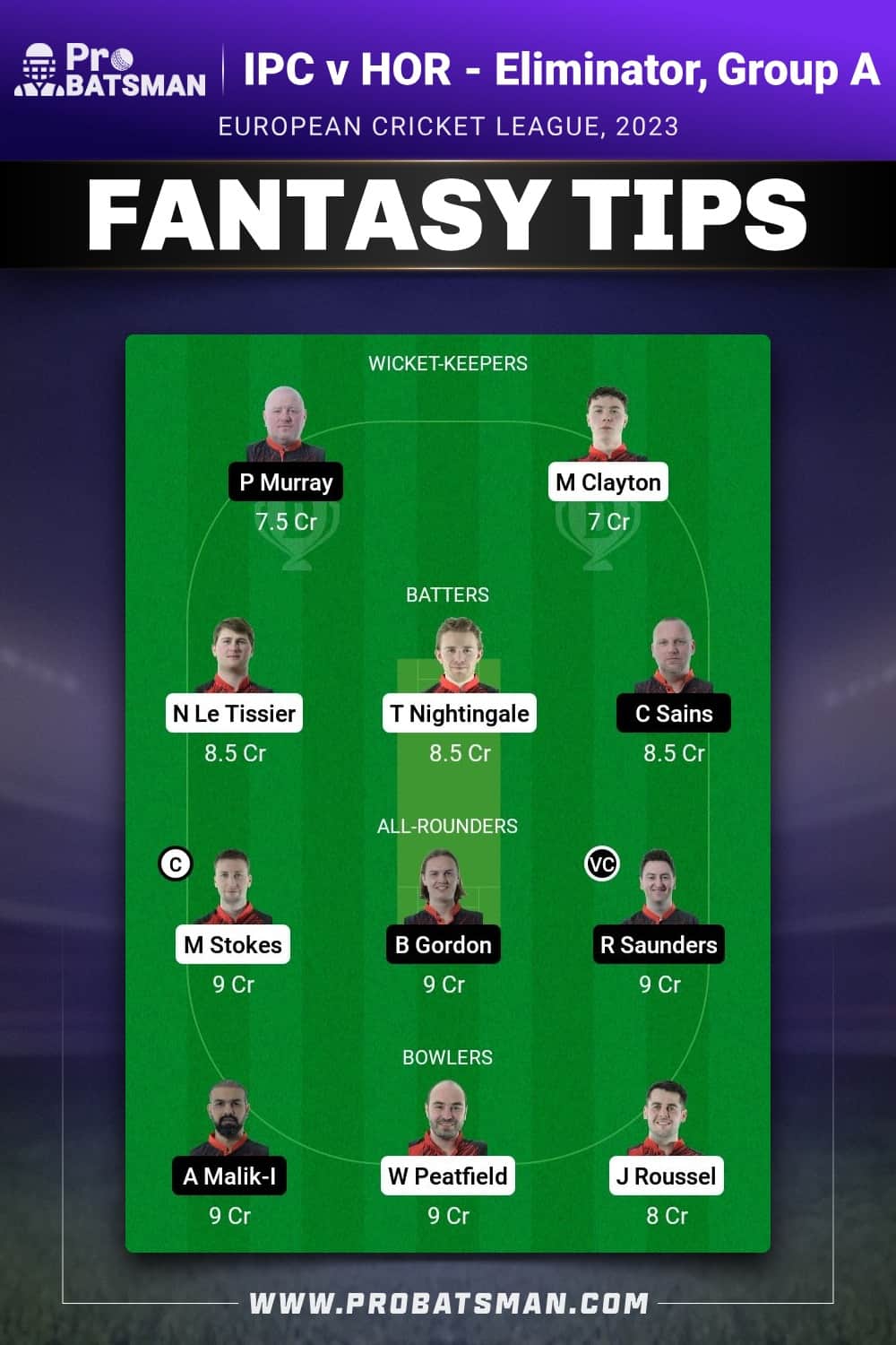 IPC vs HOR Dream11 Prediction - Fantasy Team 1