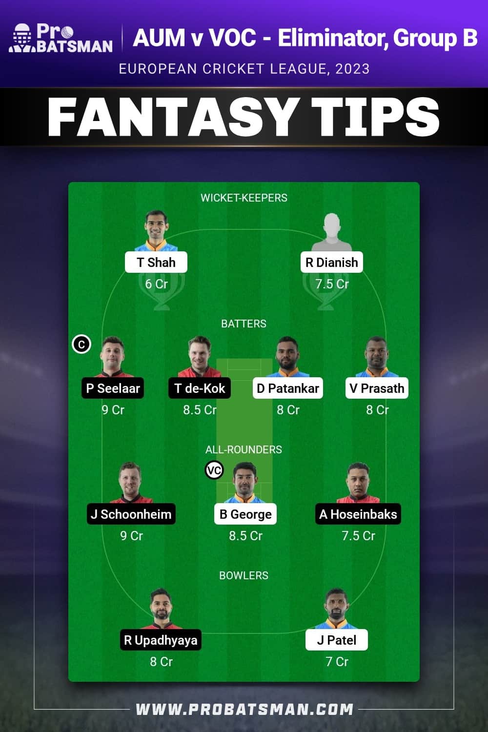 AUM vs VOC Dream11 Prediction - Fantasy Team 2