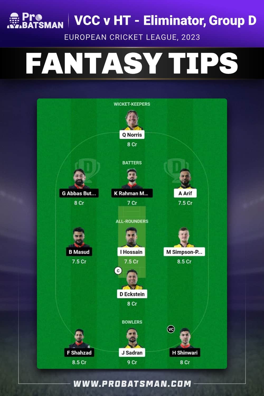 VCC vs HT Dream11 Prediction - Fantasy Team 2