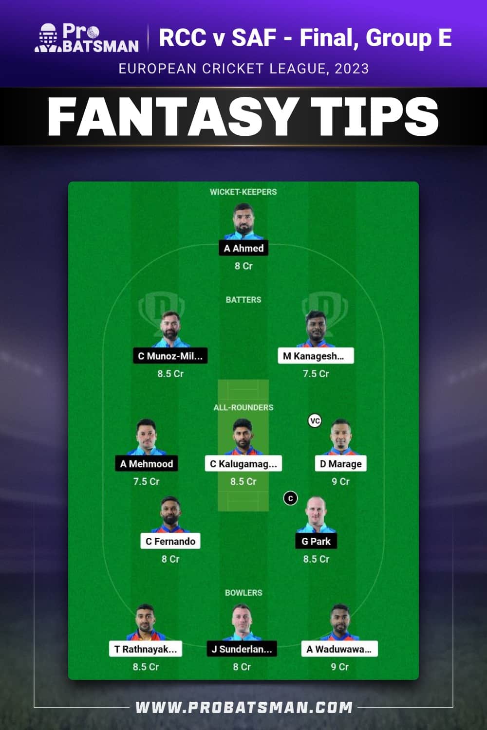 RCC vs SAF Dream11 Prediction - Fantasy Team 1