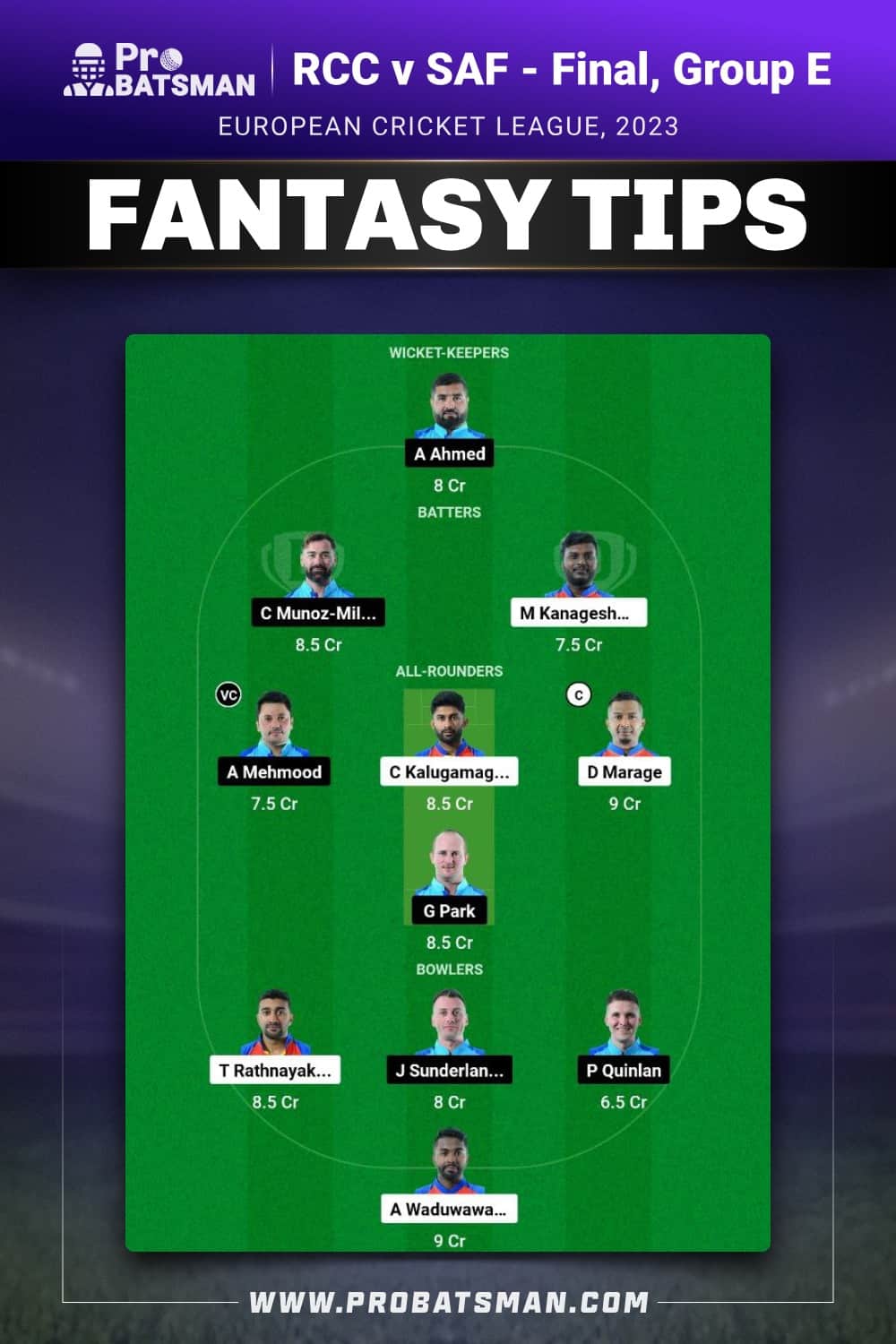 RCC vs SAF Dream11 Prediction - Fantasy Team 2