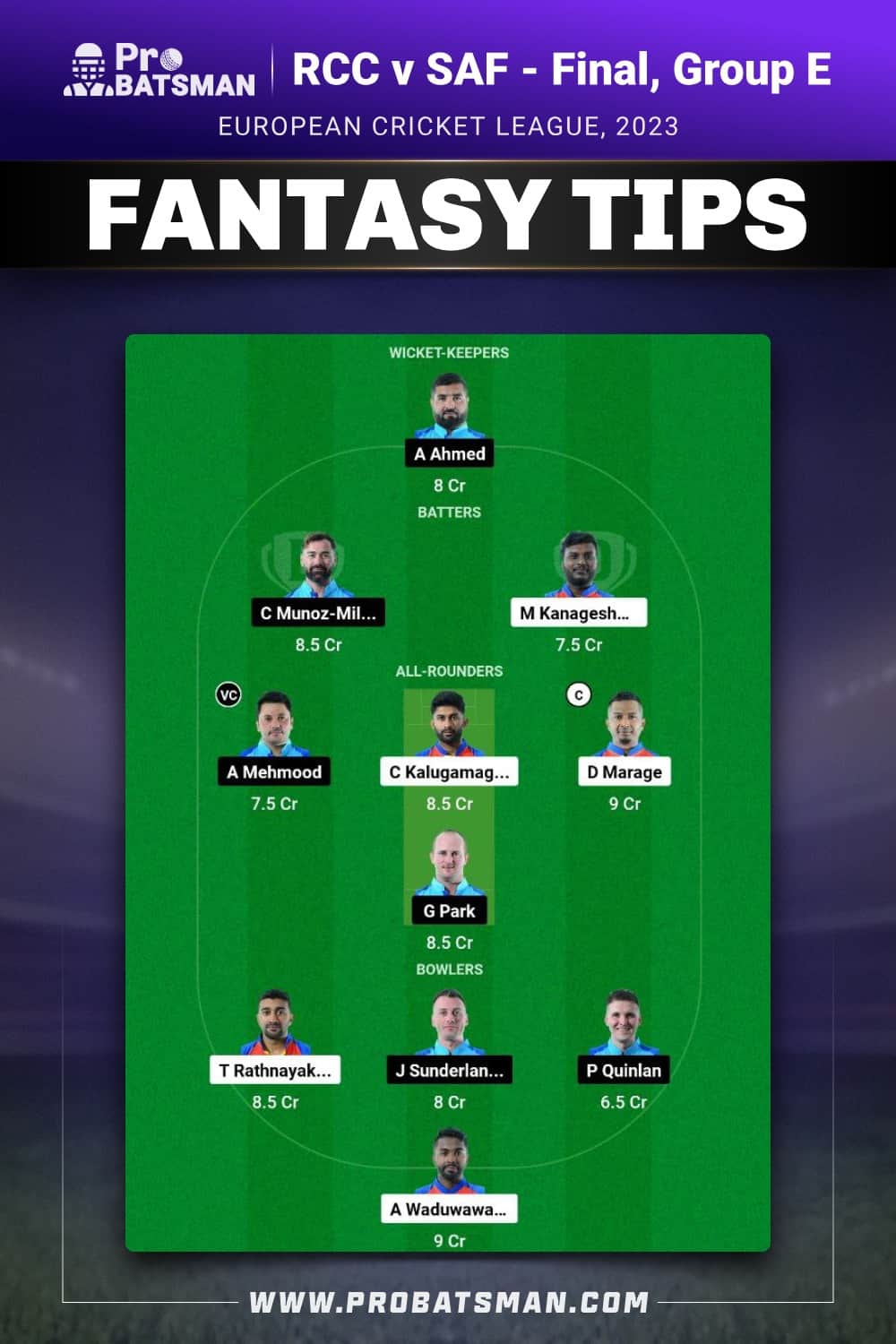 RCC vs SAF Dream11 Prediction - Fantasy Team 2