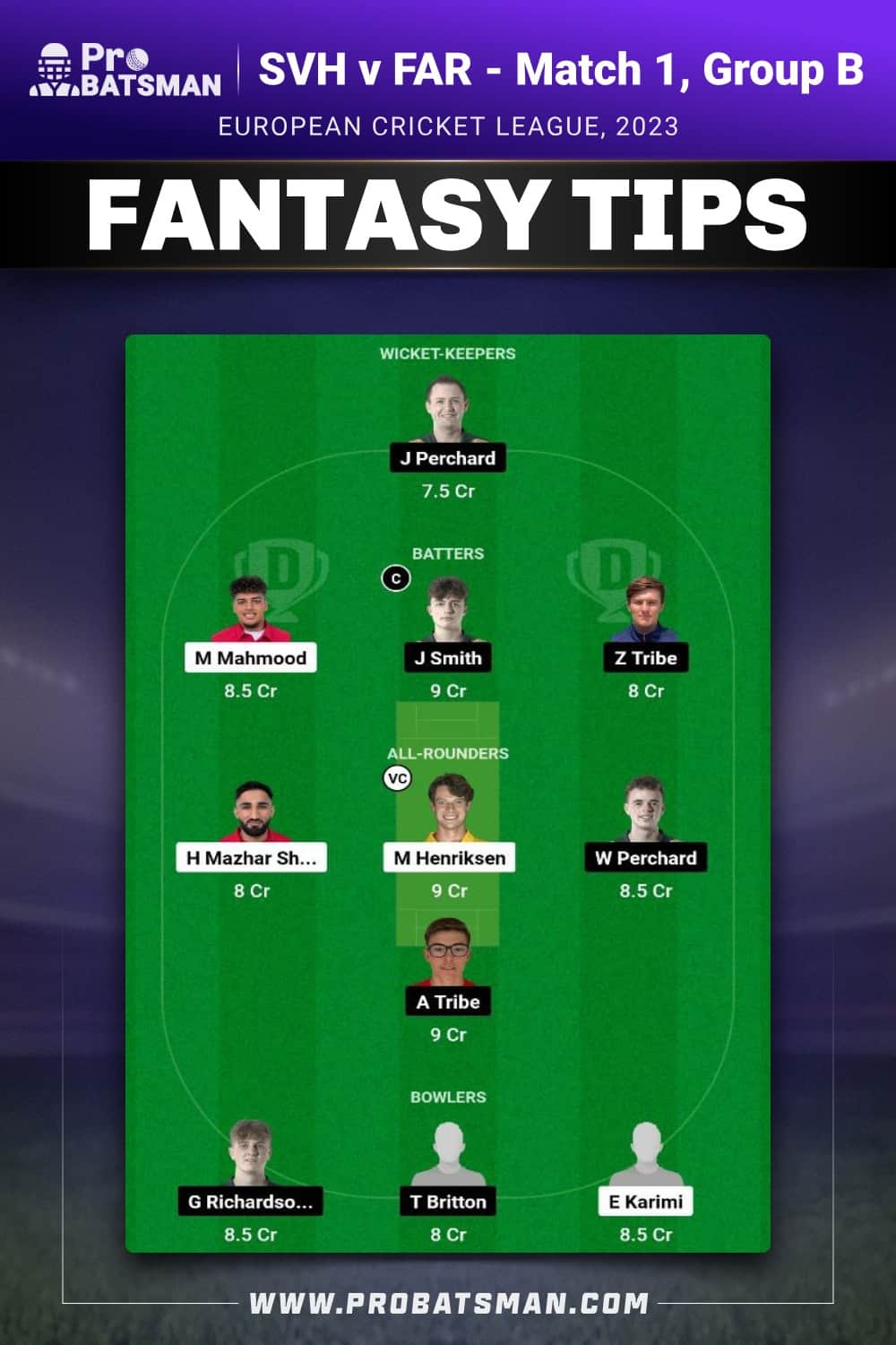 SVH vs FAR Dream11 Prediction - Fantasy Team 1