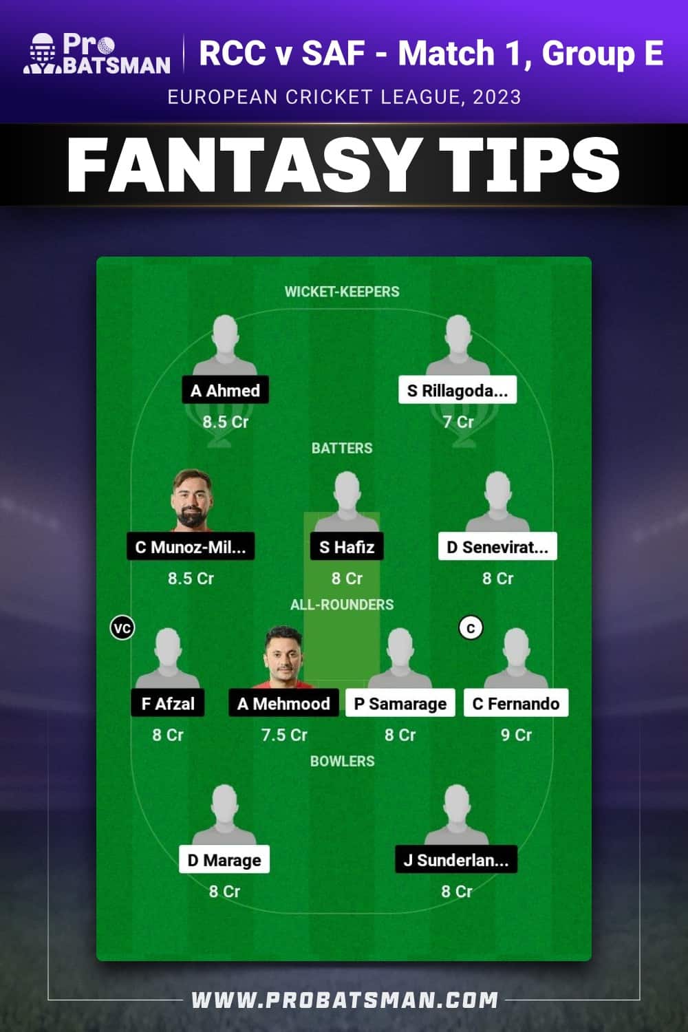 RCC vs SAF Dream11 Prediction - Fantasy Team 2 RCC vs SAF Dream11 Prediction - Fantasy Team 2