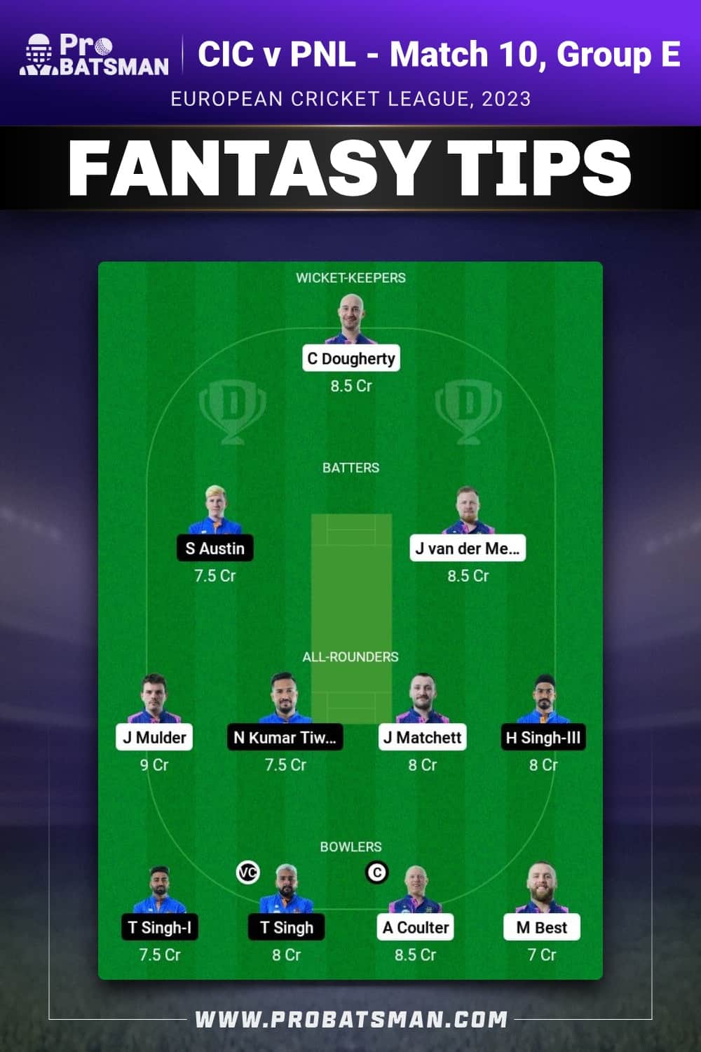 CIC vs PNL Dream11 Prediction - Fantasy Team 2