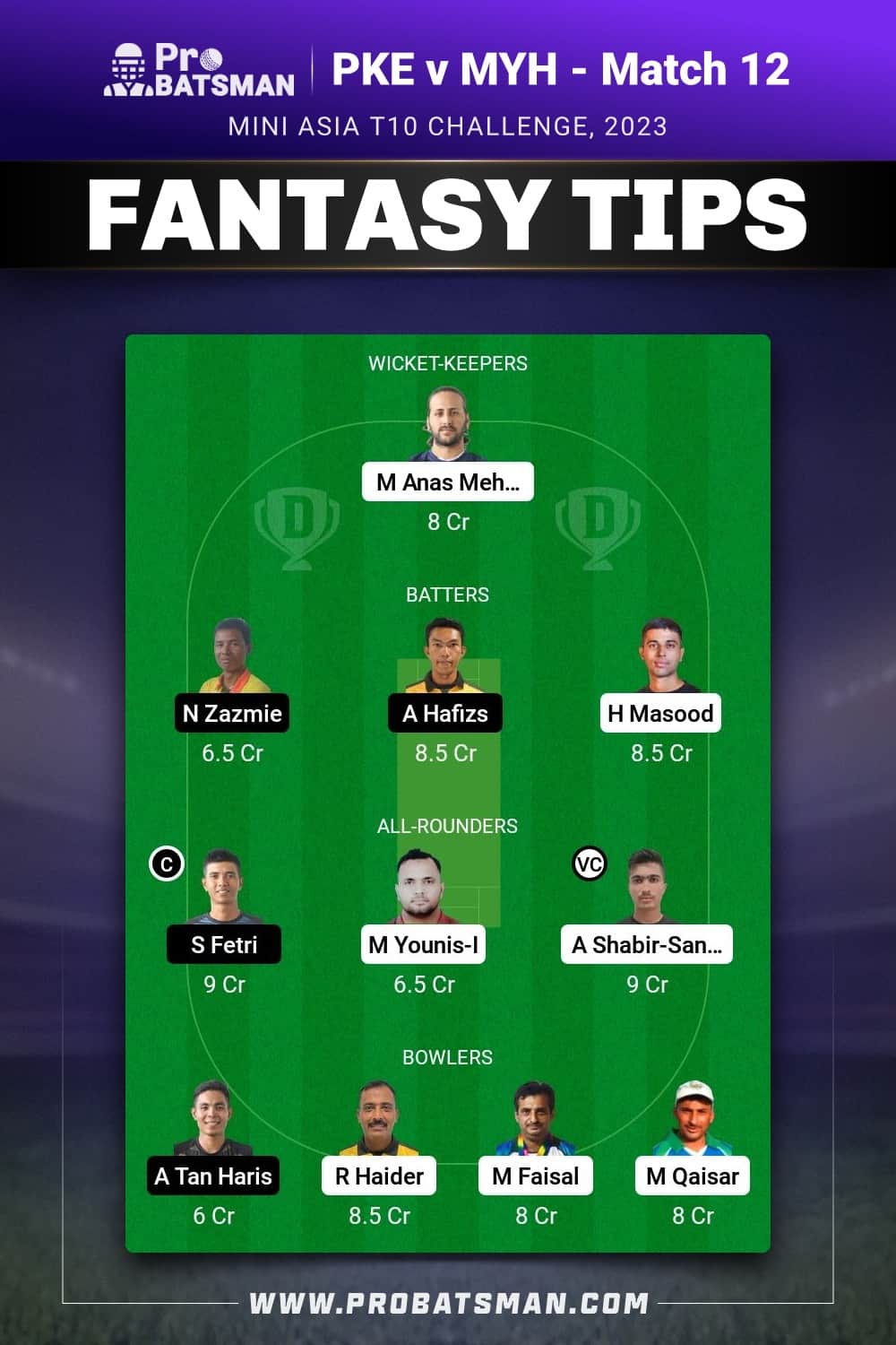 PKE vs MYH Dream11 Prediction - Fantasy Team 1