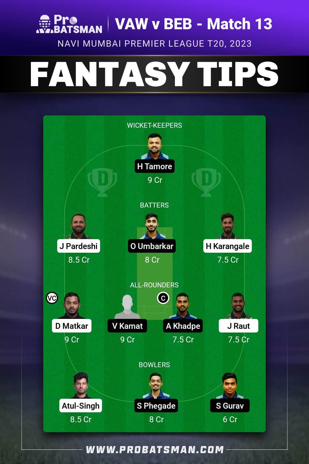 VAW vs BEB Dream11 Prediction - Fantasy Team 2