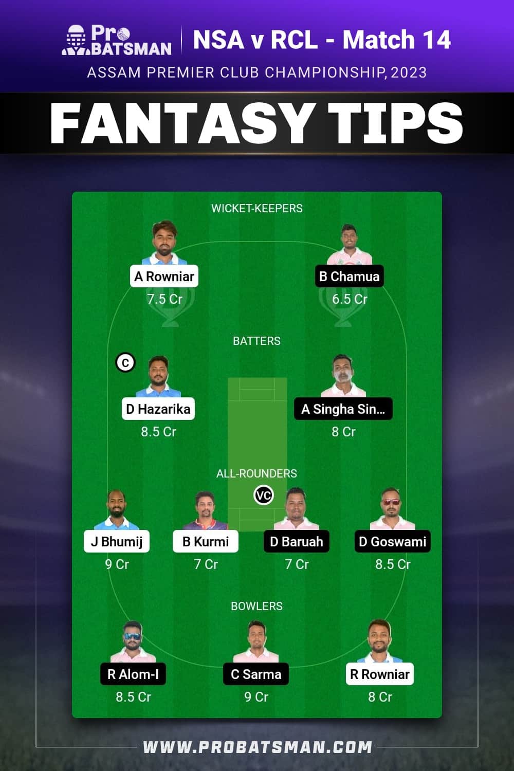 NSA vs RCL Dream11 Prediction - Fantasy Team 2