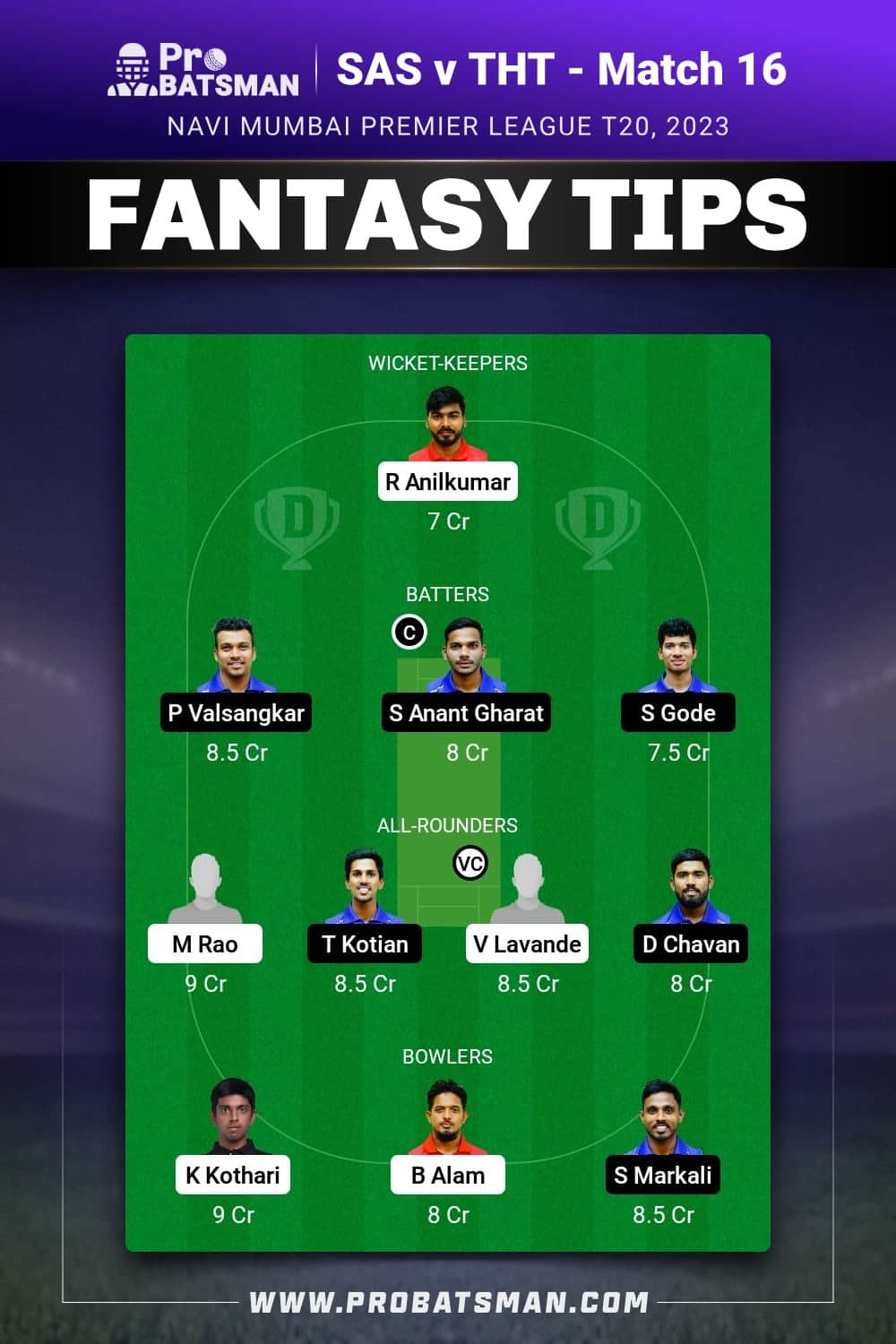 SAS vs THT Dream11 Prediction - Fantasy Team 2