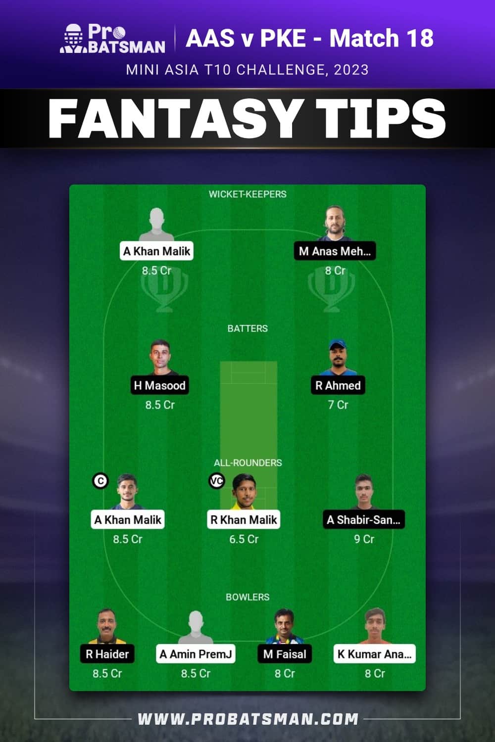 AAS vs PKE Dream11 Prediction - Fantasy Team 2 AAS vs PKE Dream11 Prediction - Fantasy Team 2