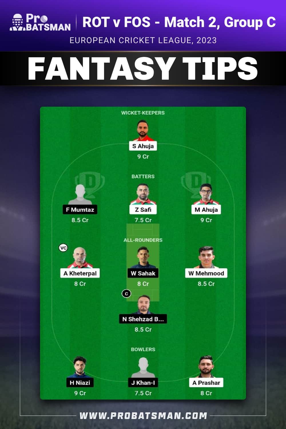 ROT vs FOS Dream11 Prediction - Fantasy Team 2