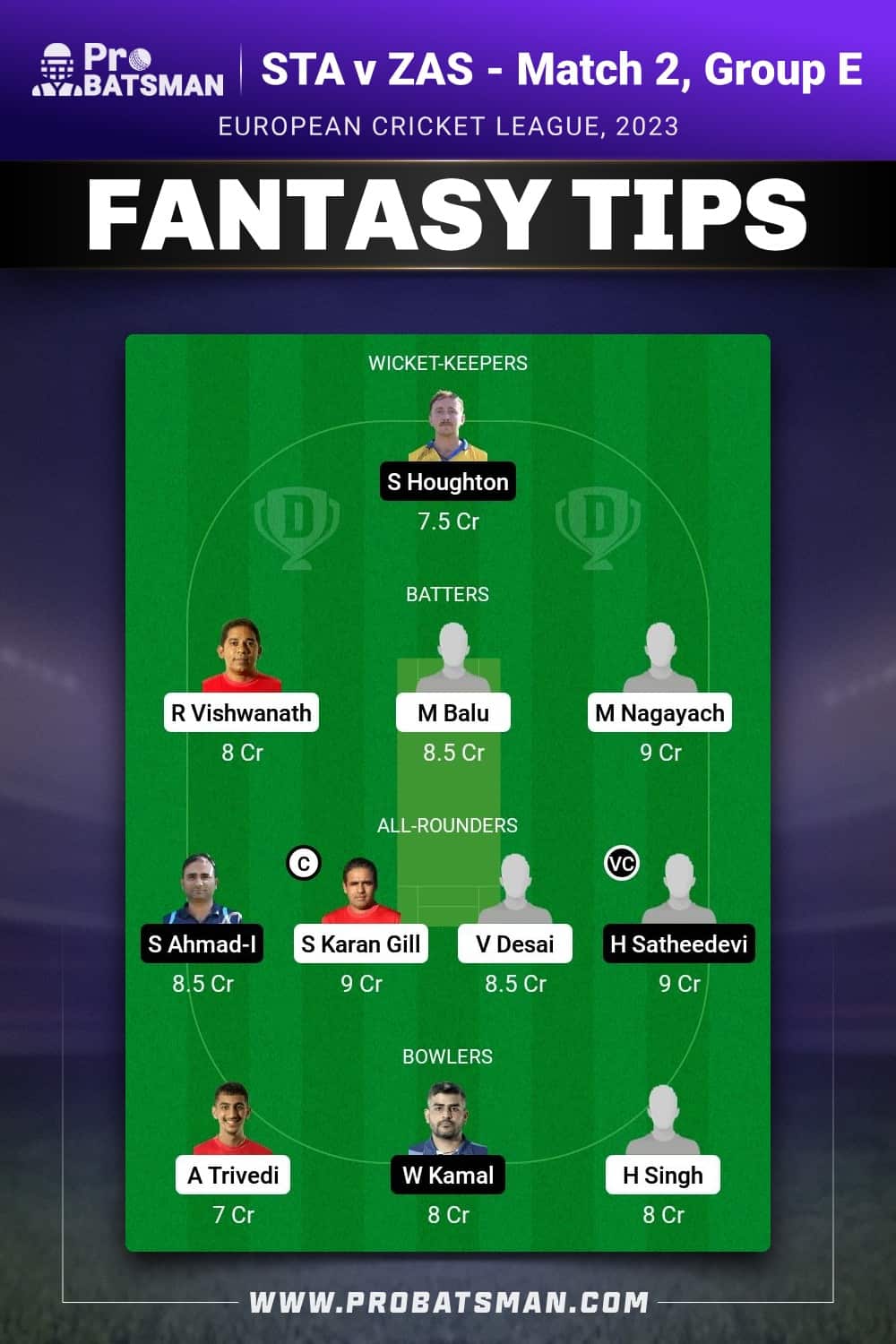 STA vs ZAS Dream11 Prediction - Fantasy Team 1