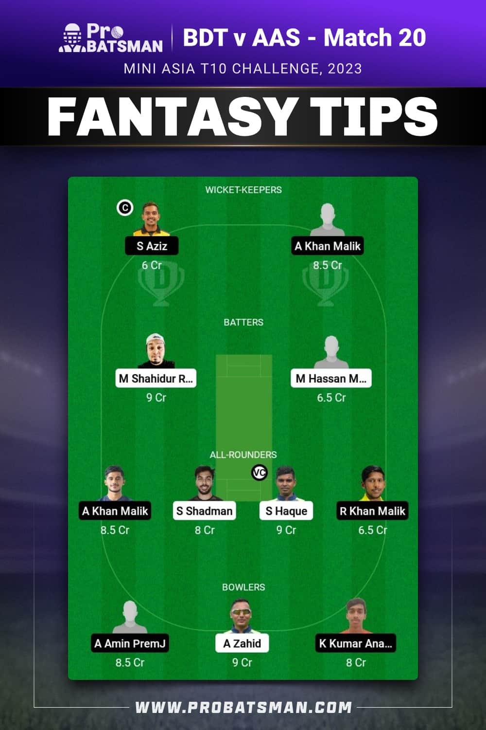 BDT vs AAS Dream11 Prediction - Fantasy Team 1 BDT vs AAS Dream11 Prediction - Fantasy Team 1