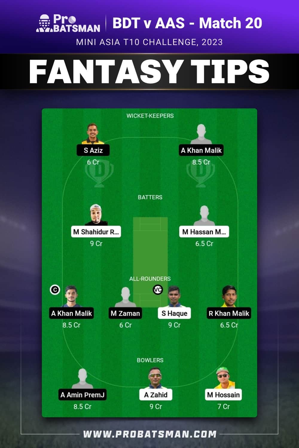 BDT vs AAS Dream11 Prediction - Fantasy Team 2