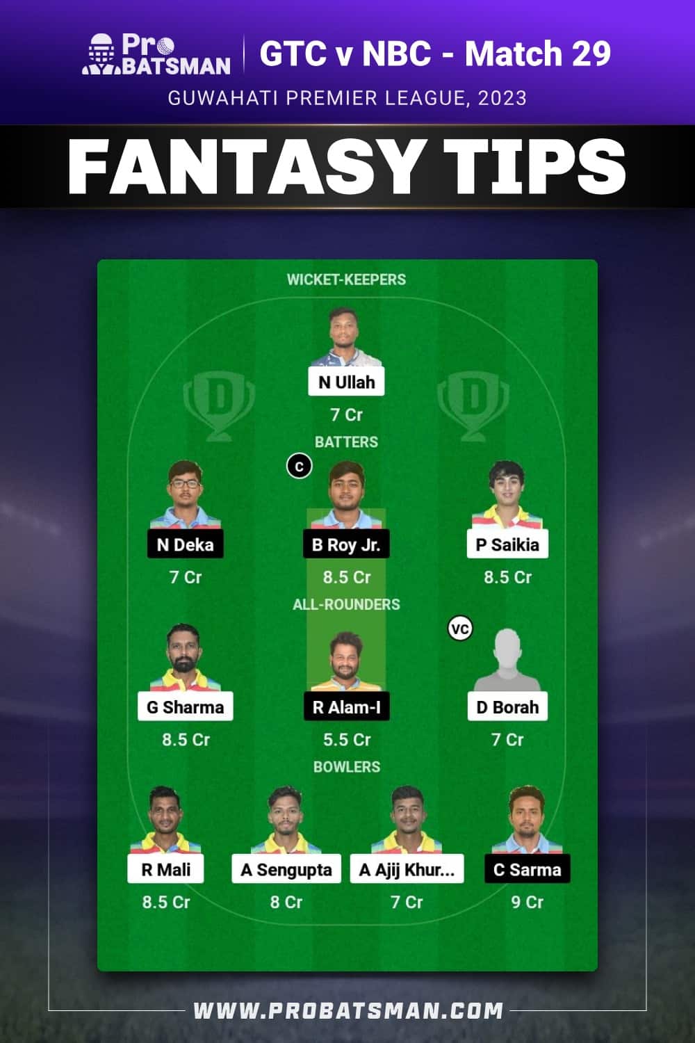 GTC vs NBC Dream11 Prediction - Fantasy Team 2 GTC vs NBC Dream11 Prediction - Fantasy Team 2