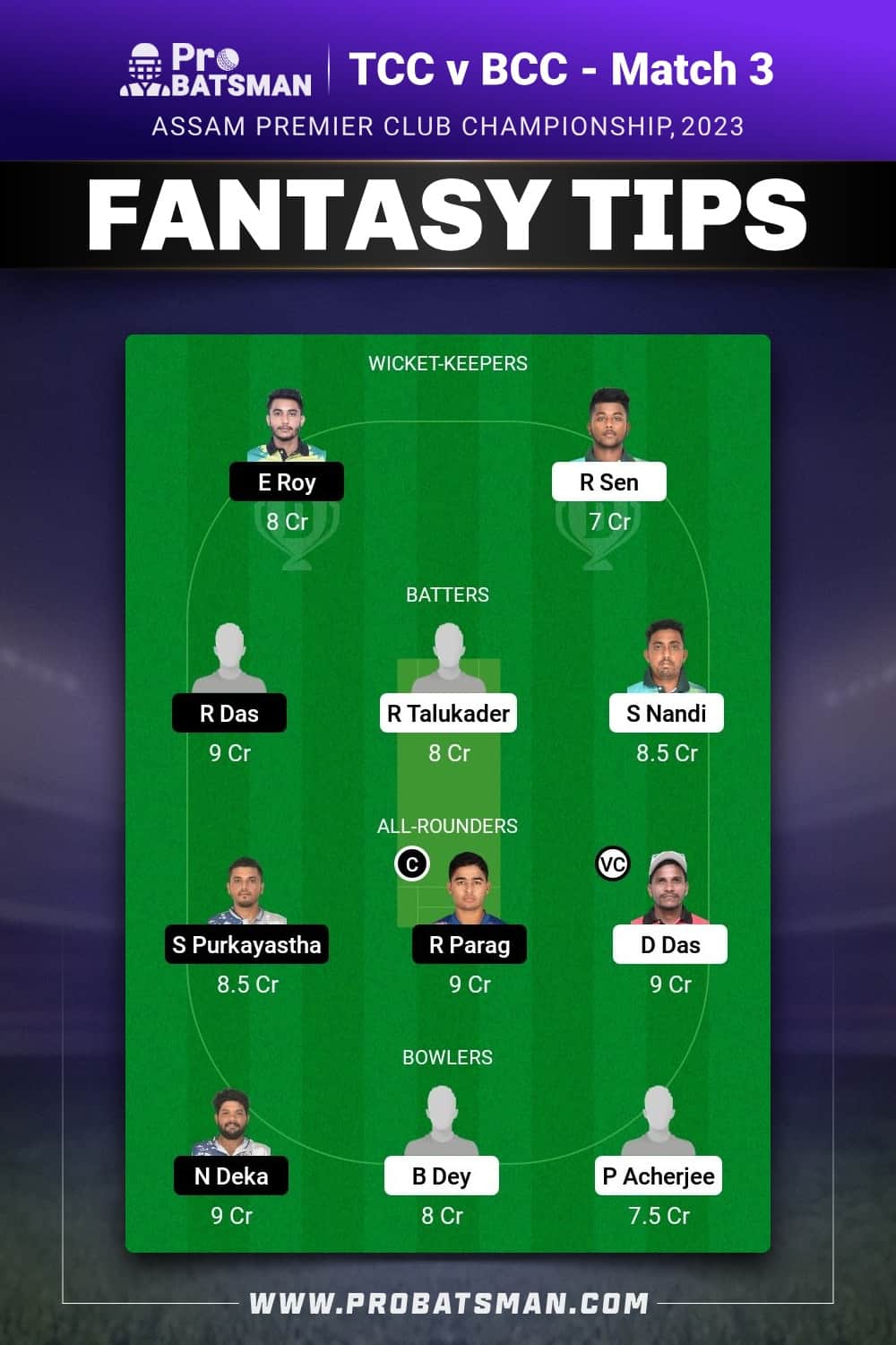 TCC vs BCC Dream11 Prediction - Fantasy Team 1