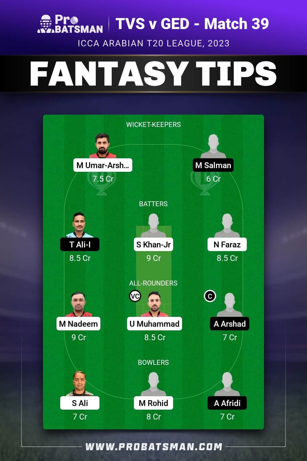 TVS vs GED Dream11 Prediction - Fantasy Team 2