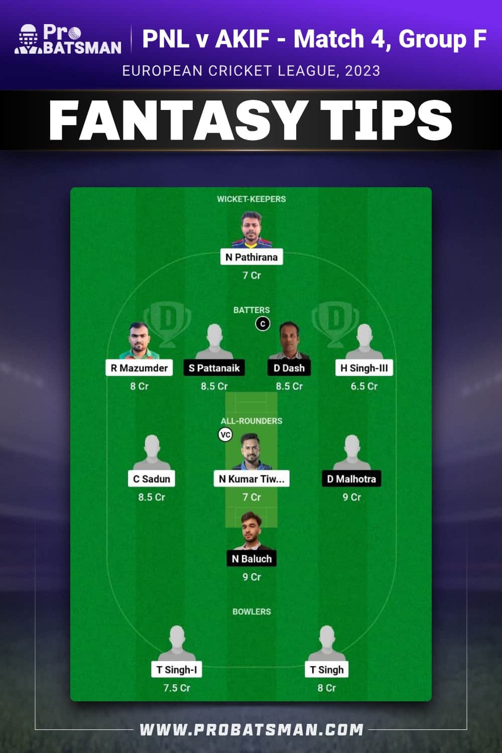 PNL vs AKIF Dream11 Prediction - Fantasy Team 2