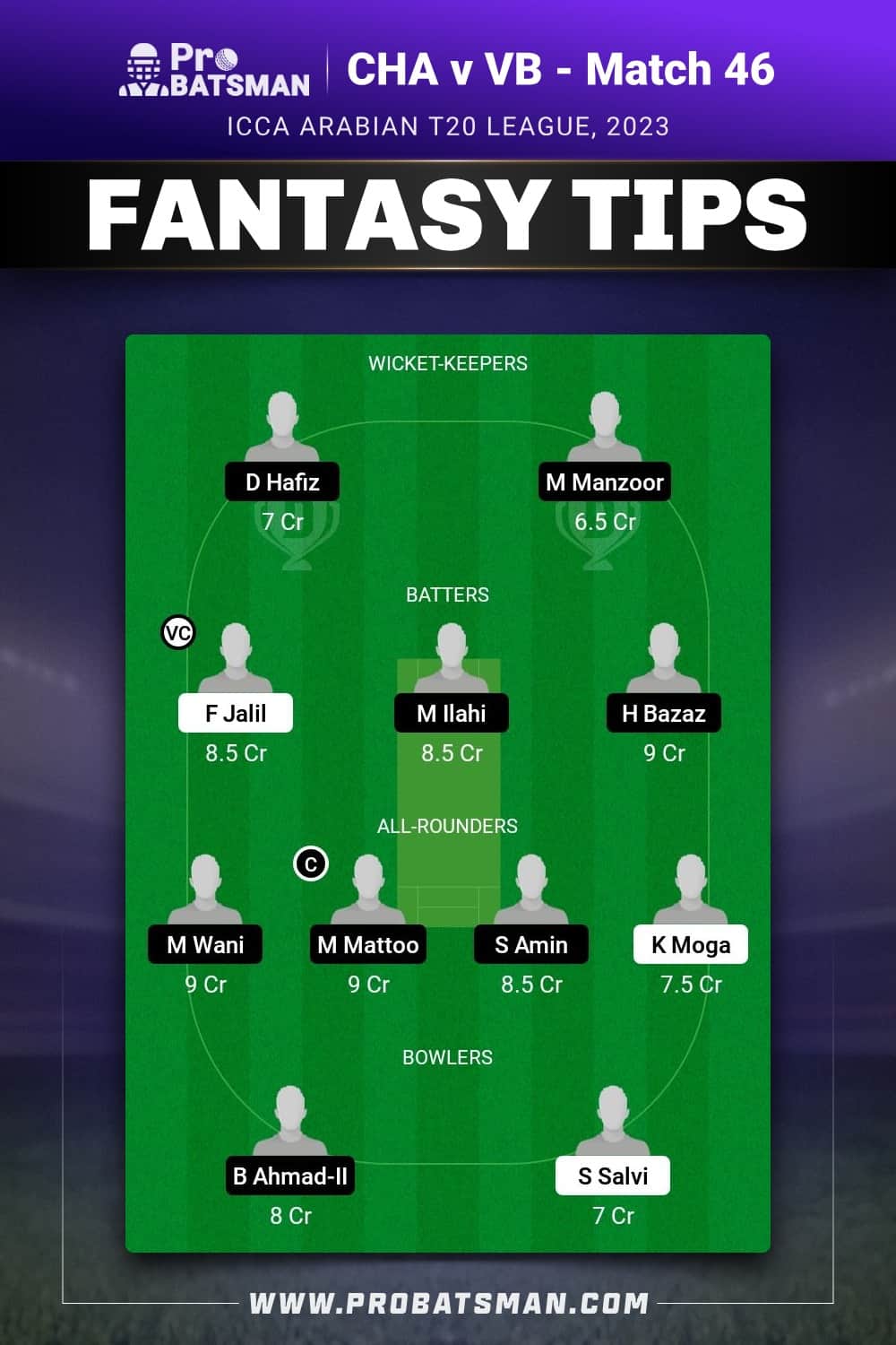 CHA vs VB Dream11 Prediction - Fantasy Team 2