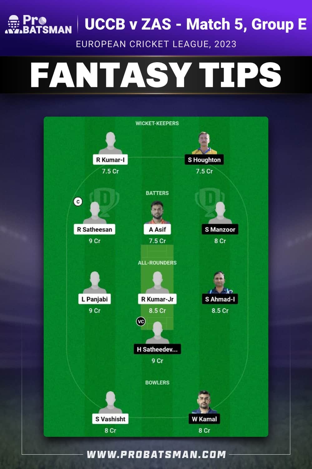 UCCB vs ZAS Dream11 Prediction - Fantasy Team 1 UCCB vs ZAS Dream11 Prediction - Fantasy Team 1