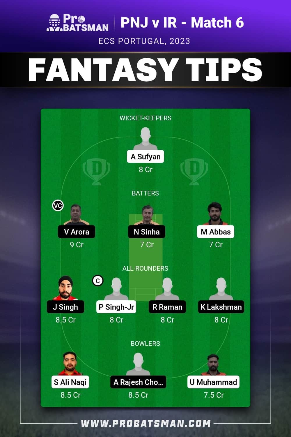 PNJ vs IR Dream11 Prediction - Fantasy Team 2