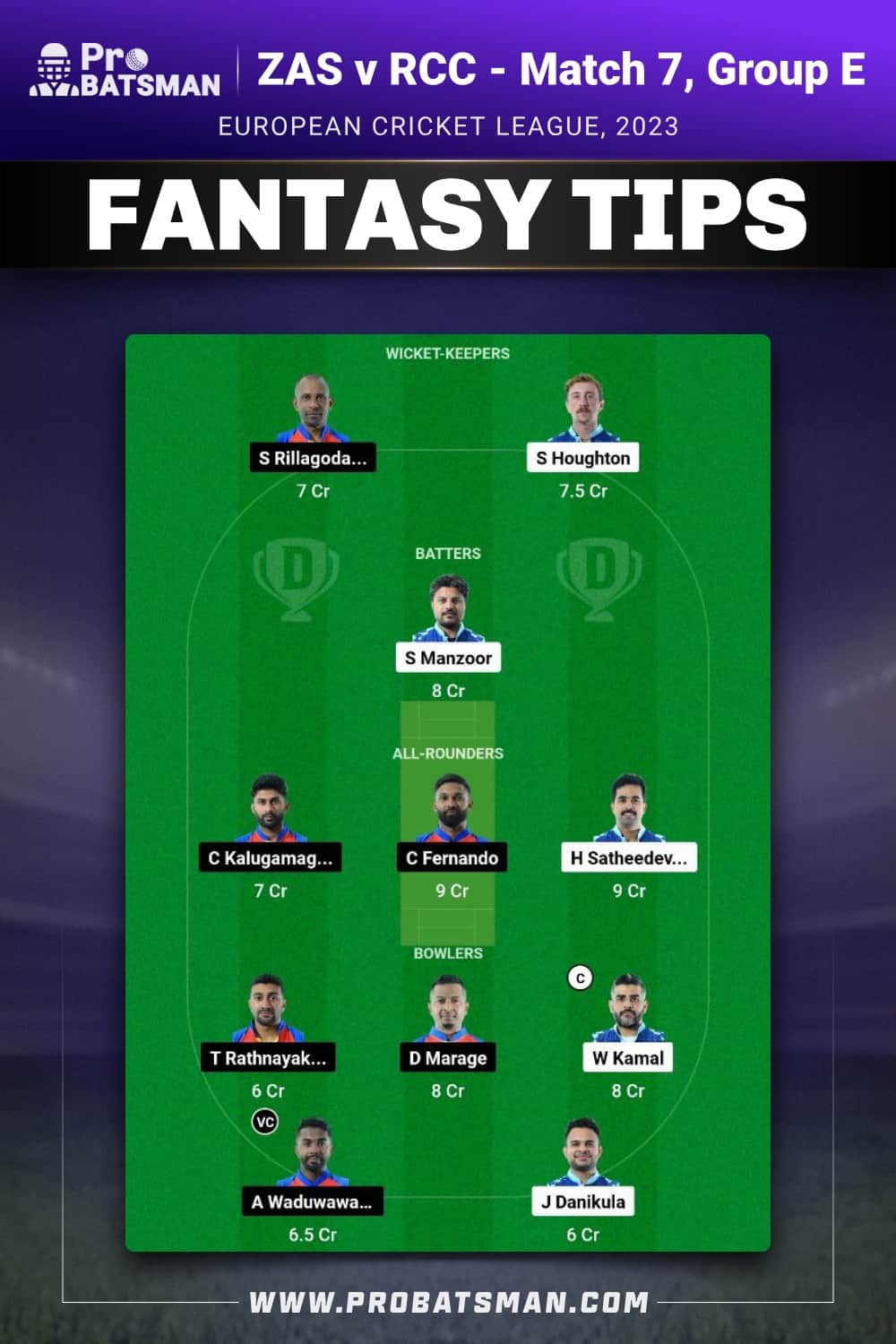 ZAS vs RCC Dream11 Prediction - Fantasy Team 2