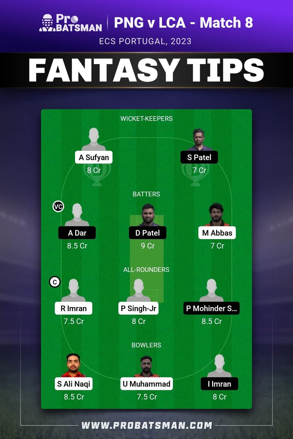 PNJ vs LCA Dream11 Prediction - Fantasy Team 1