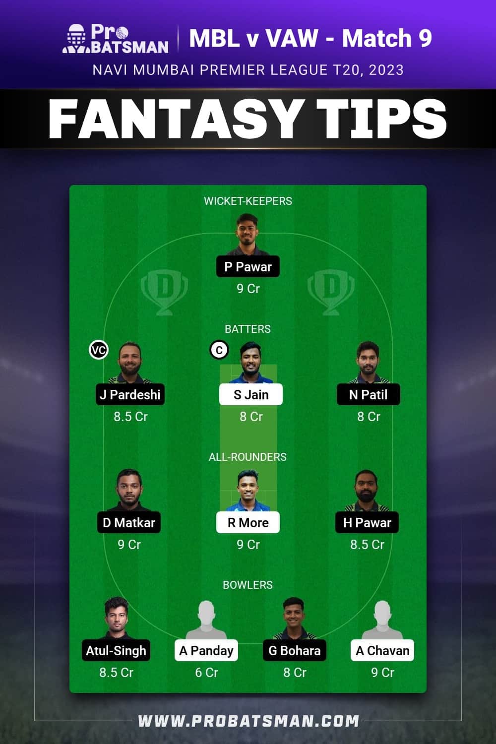 MBL vs VAW Dream11 Prediction - Fantasy Team 2