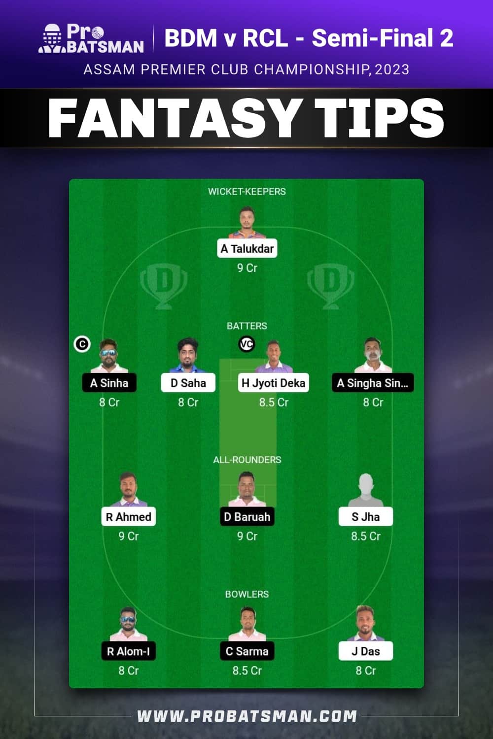 BDM vs RCL Dream11 Prediction - Fantasy Team 2