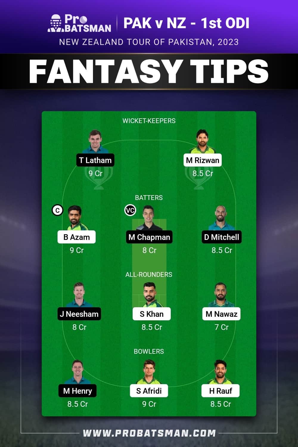 PAK vs NZ Dream11 Prediction - Fantasy Team 1