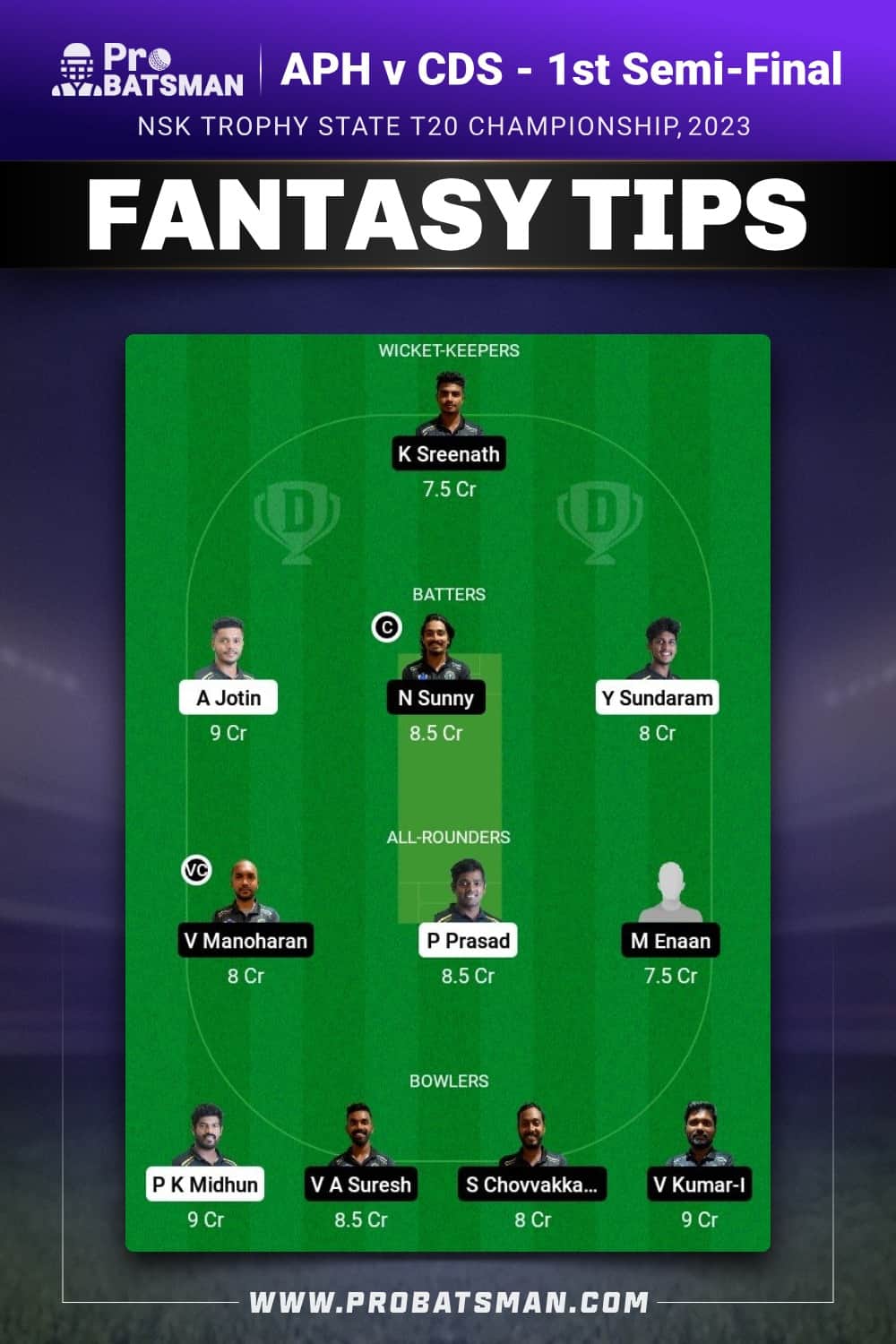 APH vs CDS Dream11 Prediction - Fantasy Team 2