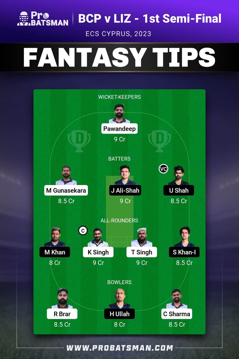 BCP vs LIZ Dream11 Prediction - Fantasy Team 2