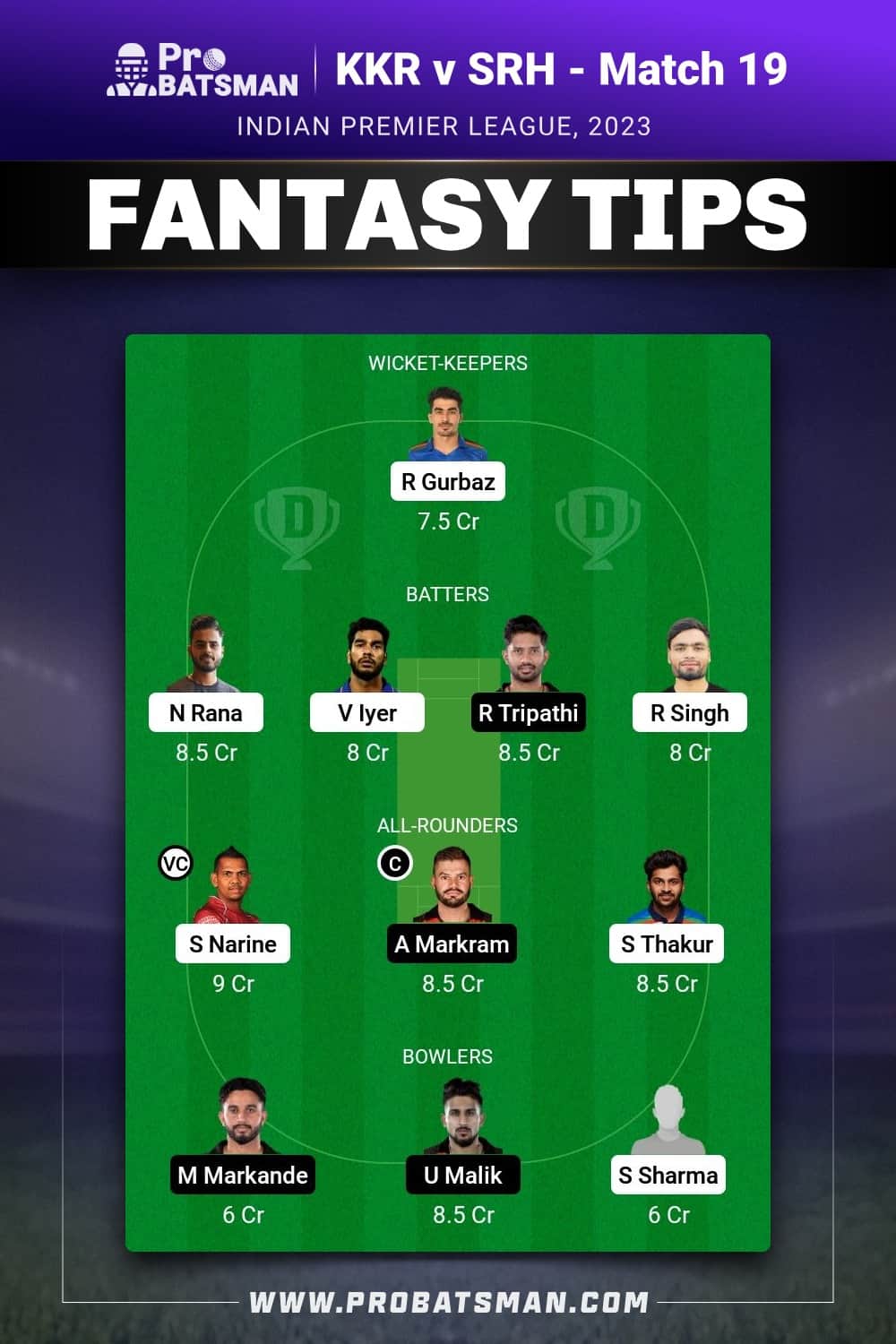 KKR vs SRH Dream11 Prediction - Fantasy Team 2 KKR vs SRH Dream11 Prediction - Fantasy Team 2