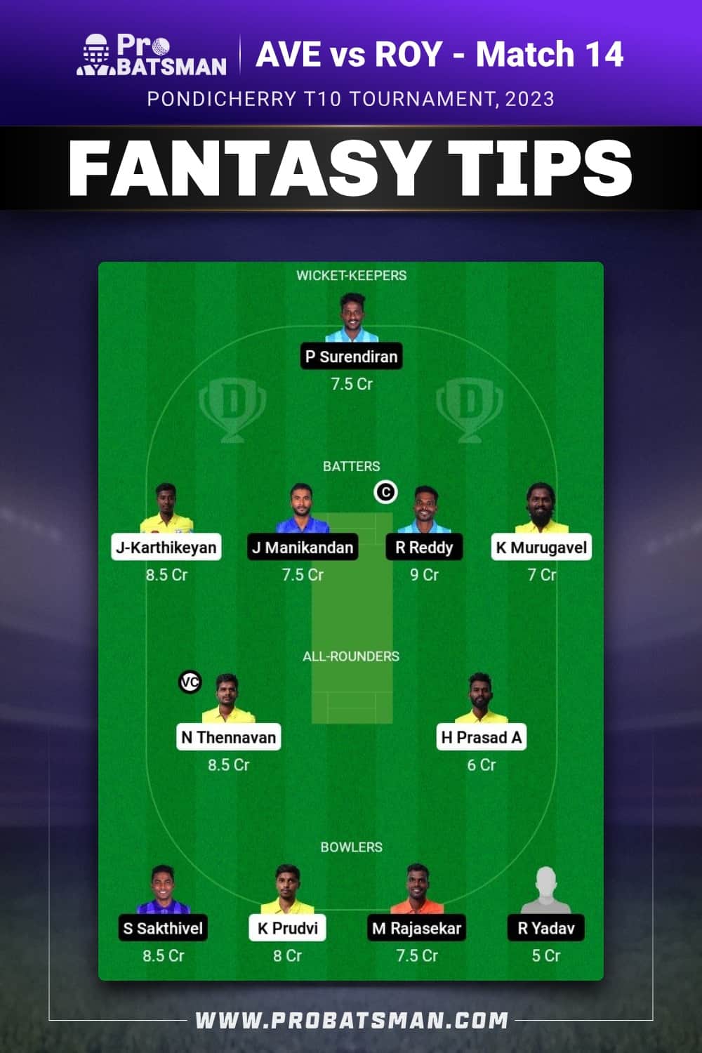 AVE vs ROY Dream11 Prediction - Fantasy Team 1