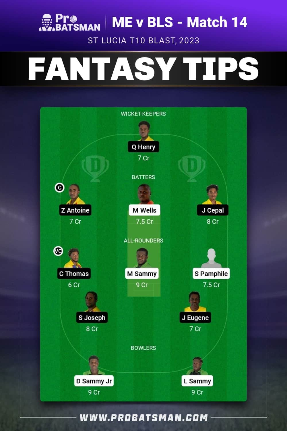 ME vs BLS Dream11 Prediction - Fantasy Team 2