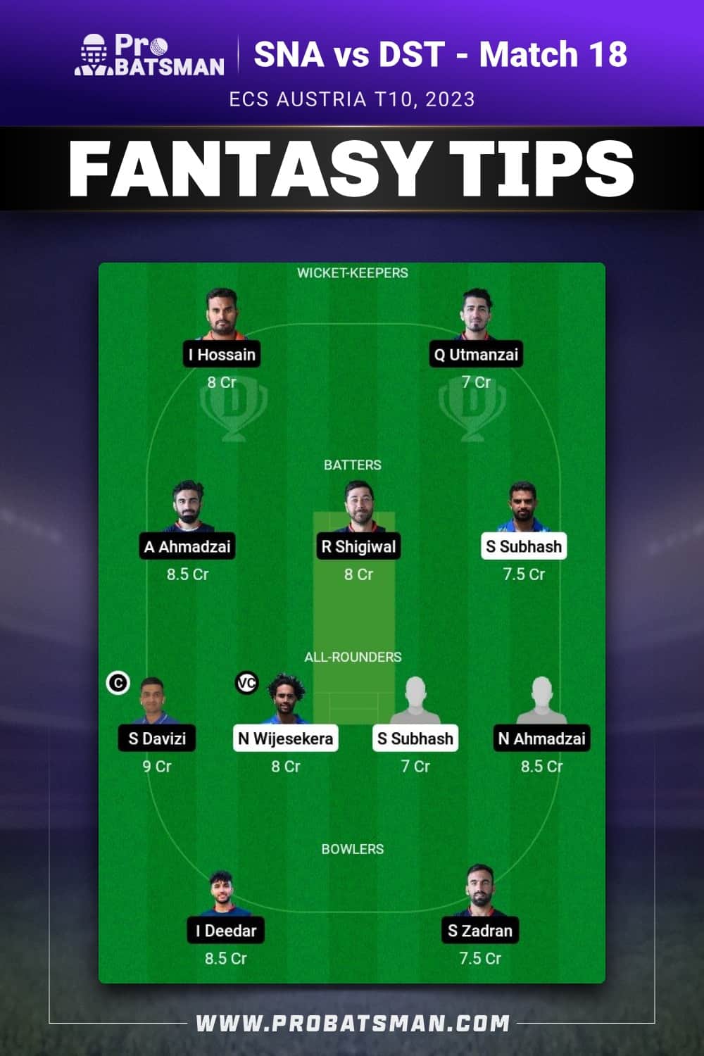 SNA vs DST Dream11 Prediction - Fantasy Team 2