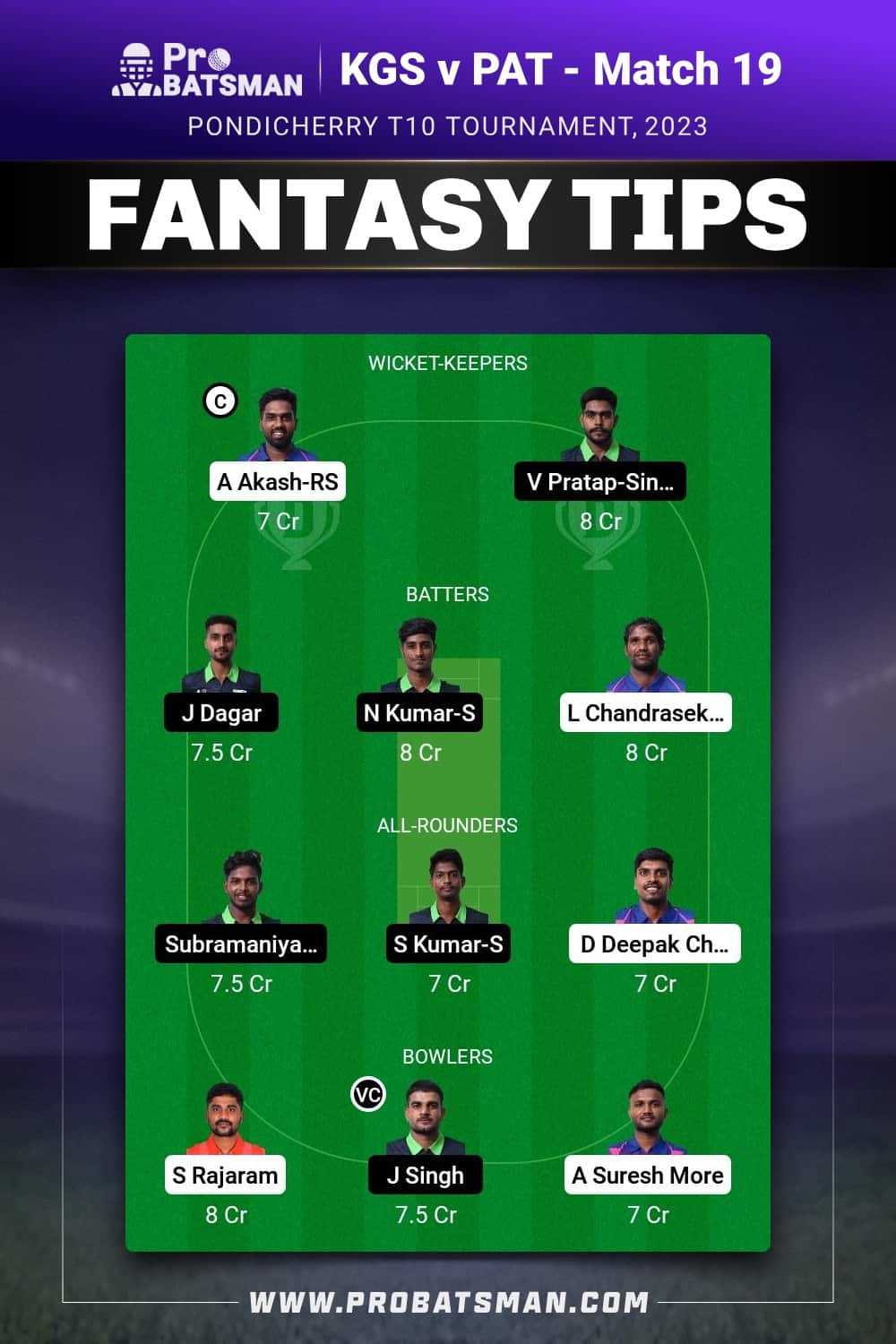 KGS vs PAT Dream11 Prediction - Fantasy Team 2