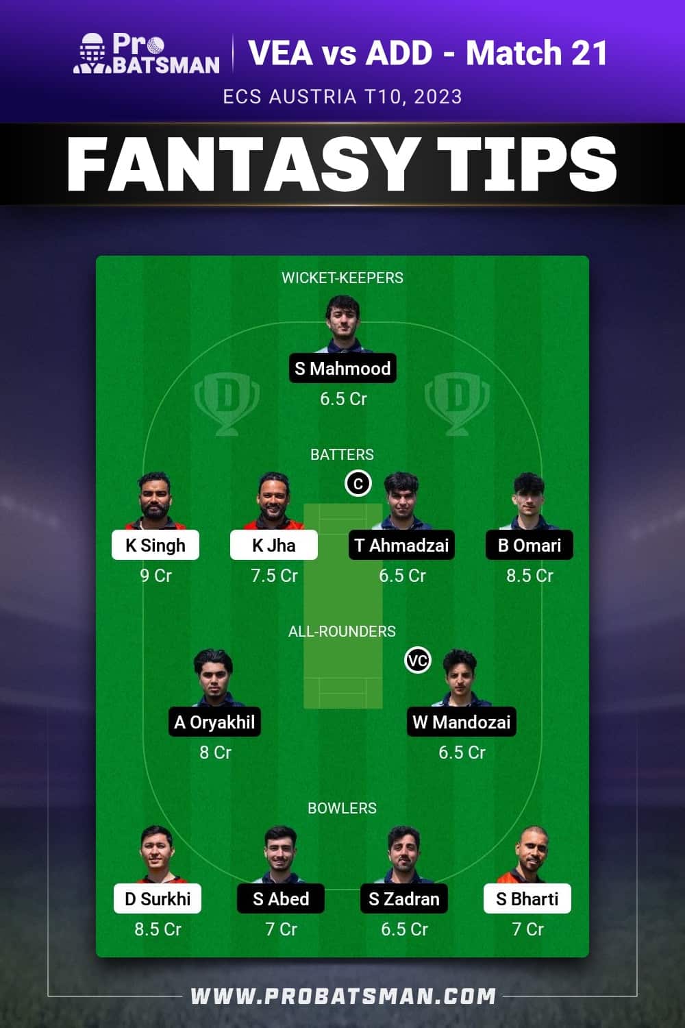 VEA vs ADD Dream11 Prediction - Fantasy Team 2