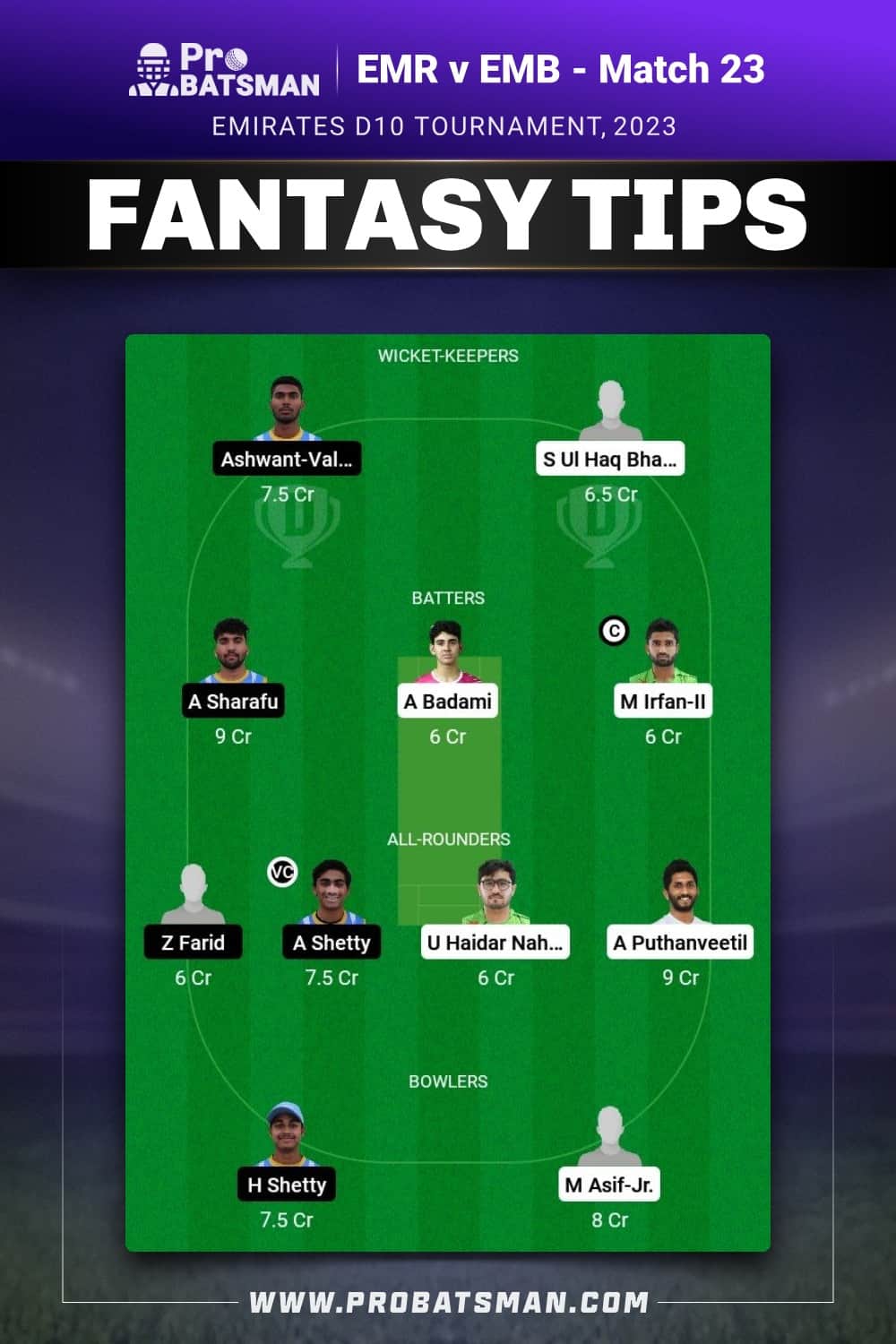 EMR vs EMB Dream11 Prediction - Fantasy Team 2