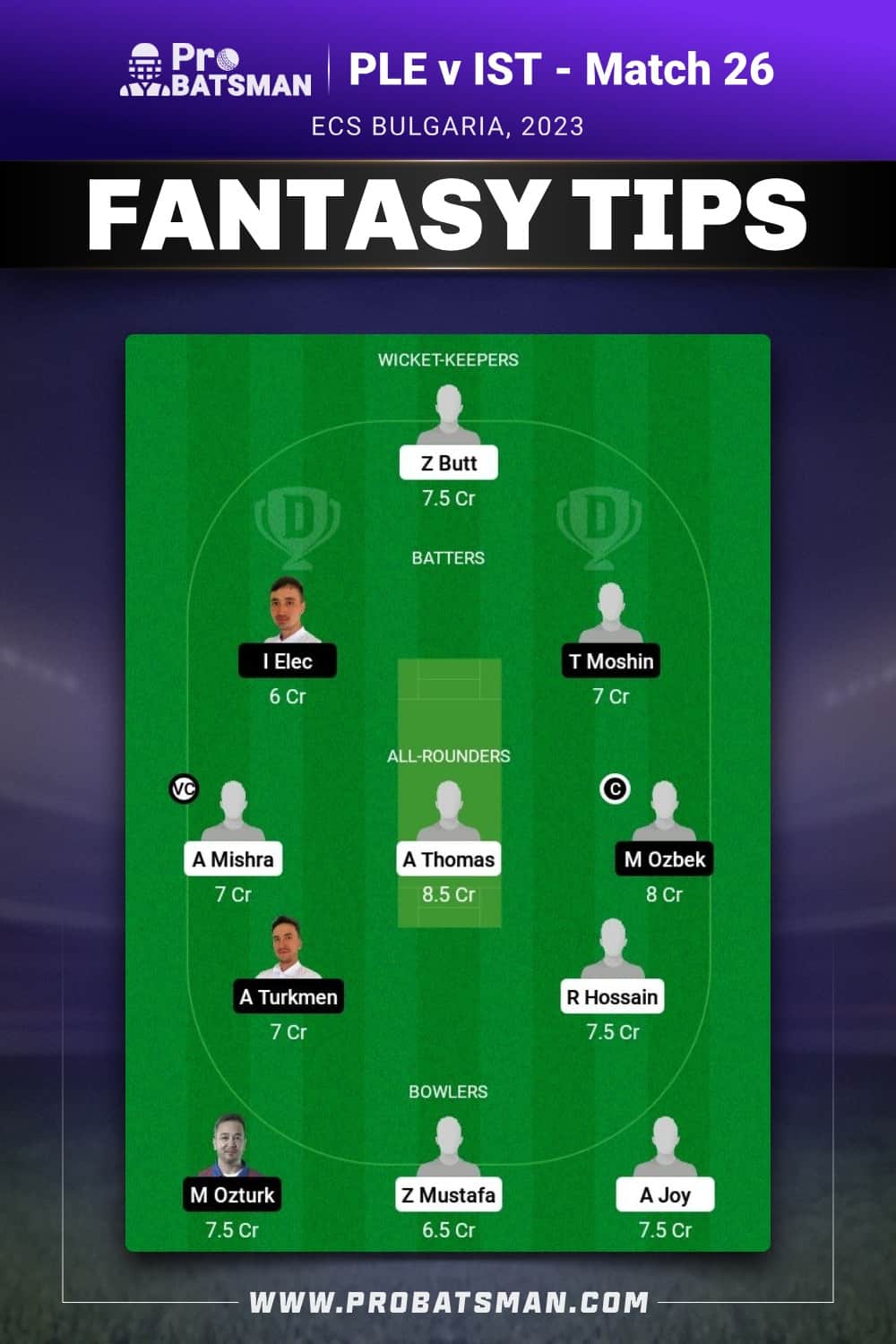 PLE vs IST Dream11 Prediction - Fantasy Team 1